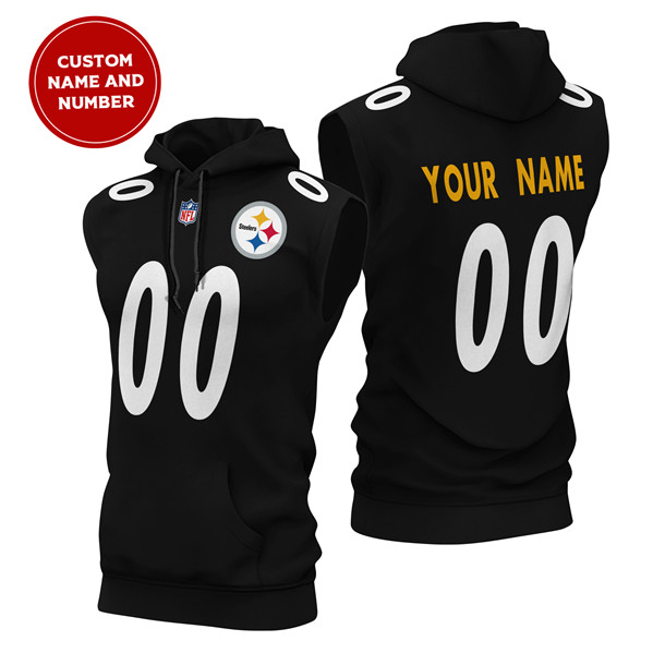 Men's Pittsburgh Steelers Customized Black Limited Edition Sleeveless Hoodie Men's Pittsburgh Steelers Customized Black Limited Edition Sleeveless Hoodie